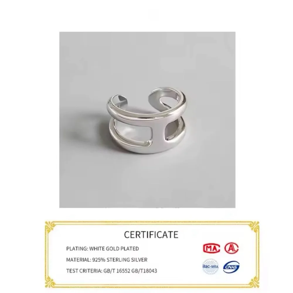 NEW Unisex H Bar Ring,‎ Gold-Plated .925 Band, Adjustable 10.5mm